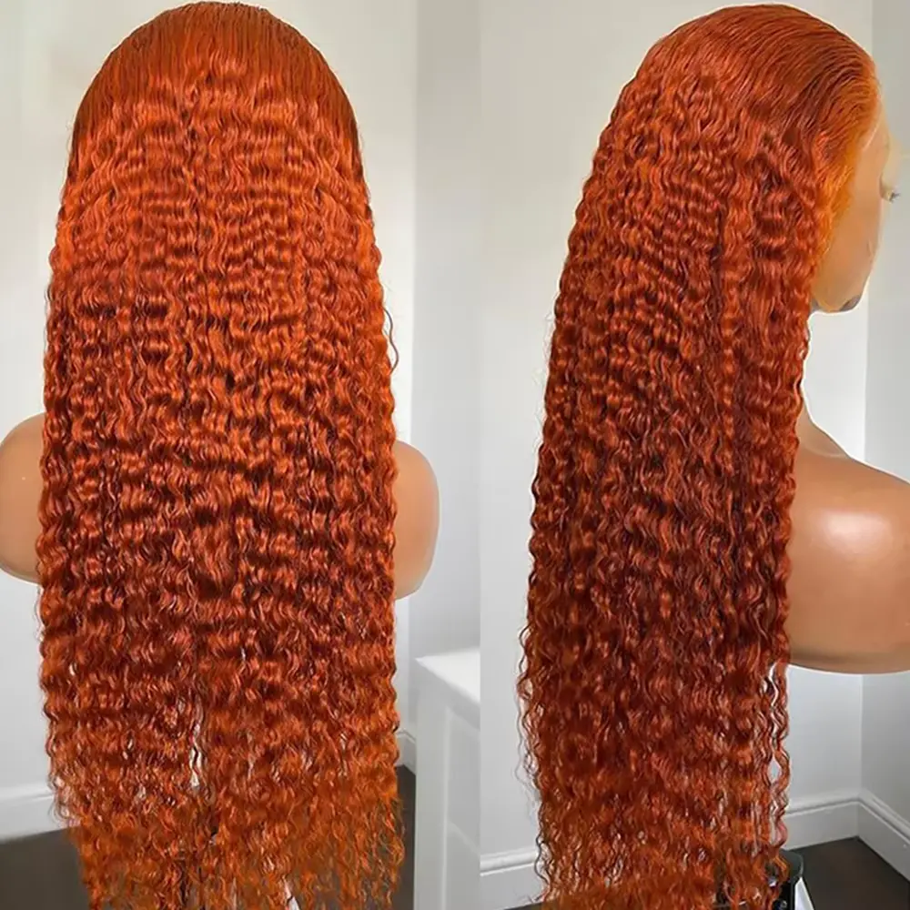 Orange Ginger Loose Deep Wave 13x4 Lace Front Wigs Human Hair Curly 13x6 Lace Frontal Wigs For Women 30 inch Colored Wigs