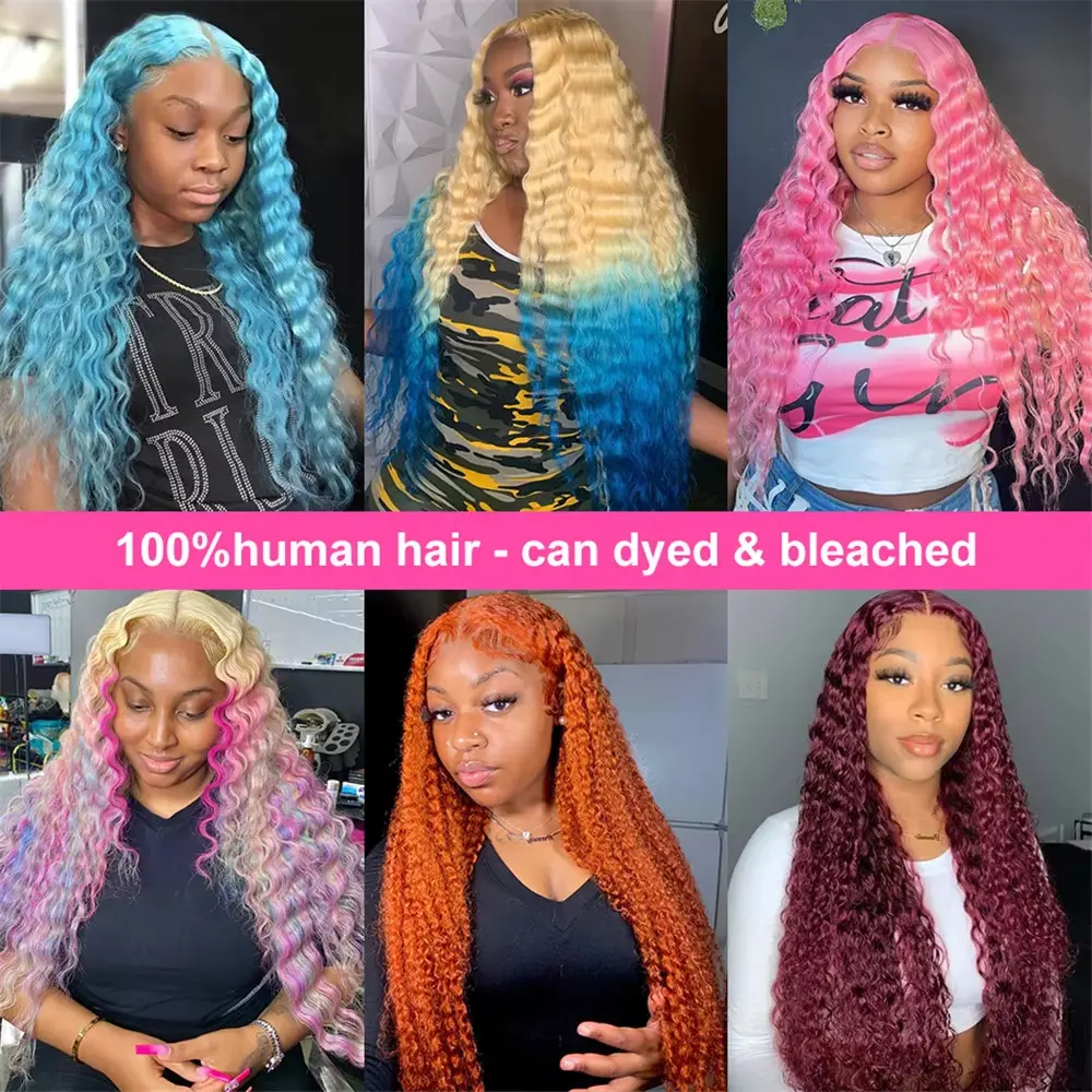 Deep Wave 13x4 13x6 hd Lace Frontal Wigs for Women 30 inch Lace Front Curly Wig Human Hair on Sale Glueless Wigs Ready to Wear