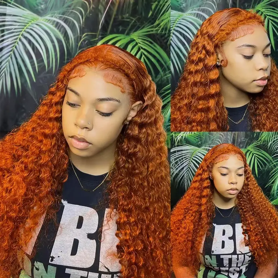 Orange Ginger Loose Deep Wave 13x4 Lace Front Wigs Human Hair Curly 13x6 Lace Frontal Wigs For Women 30 inch Colored Wigs