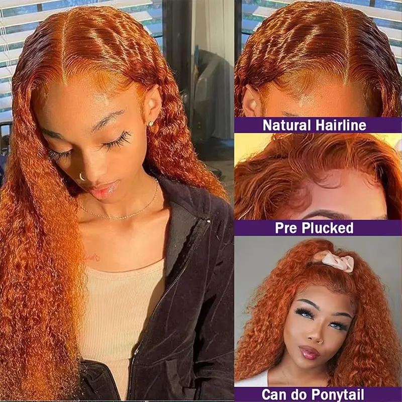 Orange Ginger Loose Deep Wave 13x4 Lace Front Wigs Human Hair Curly 13x6 Lace Frontal Wigs For Women 30 inch Colored Wigs