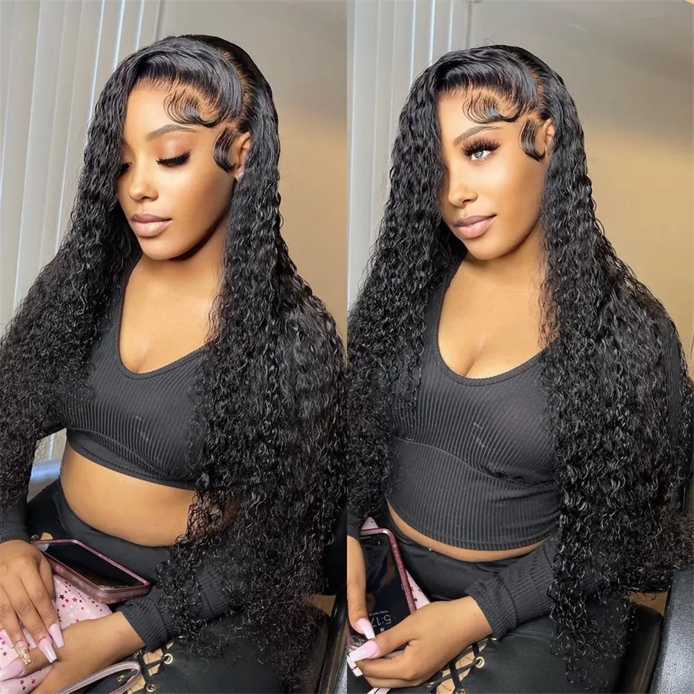 30 inch Hd Lace Frontl Deep Wave Human Hair Wigs for Women Curly Pre Plucked 200 Density Water Wave Lace Front Wig on Sale