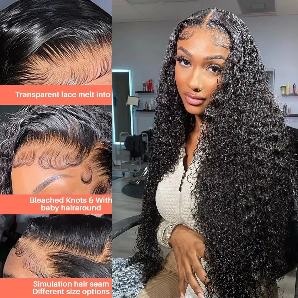 Deep wave curly 13x6 hd lace frontal human hair wig for women choice 40 inch lace front brazilian cheap wigs on sale clearance
