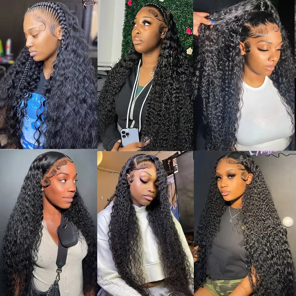 Deep wave curly 13x6 hd lace frontal human hair wig for women choice 40 inch lace front brazilian cheap wigs on sale clearance