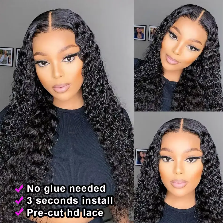 4x4 Hd Closure Lace Wig Human Hair Pre Plucked 5x5 Curly Wig 40 Inch Deep Wave Frontal Wig Water Wave Lace Front Brazilian Wig