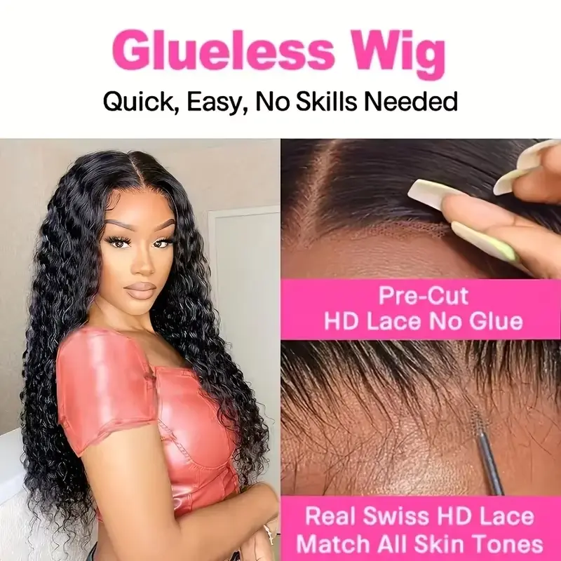 4x4 Hd Closure Lace Wig Human Hair Pre Plucked 5x5 Curly Wig 40 Inch Deep Wave Frontal Wig Water Wave Lace Front Brazilian Wig