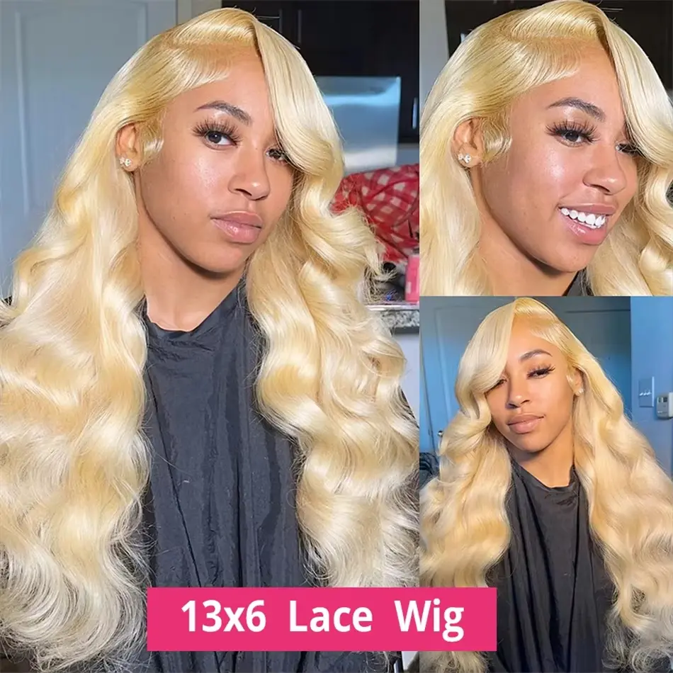 613 colored Body wave Brazilian 13x6 hd lace frontal human hair wig 30 inch lace front Honey blonde cheap wigs on sale clearance