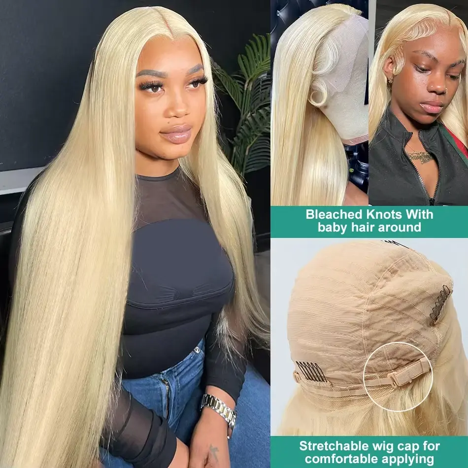 Bone Straight 30 inch lace front Wig human hair 613 Blonde 13x6 hd lace frontal human hair wigs Colored Wigs Cheap on Sale