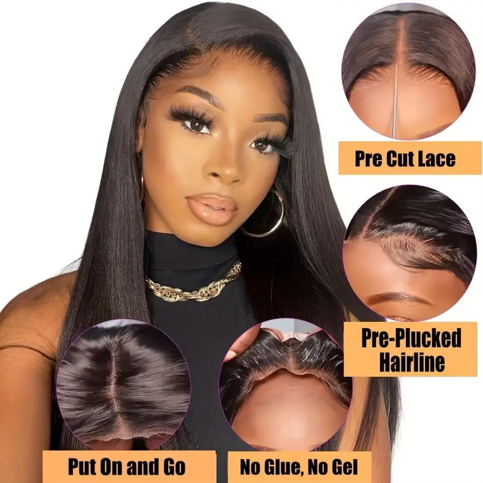 200 Density HD Transparent Lace Front Wig Straight 5x5 Closure Human Hair Pre plucked Wigs for Black Women 4x4 Closure Lace Wig