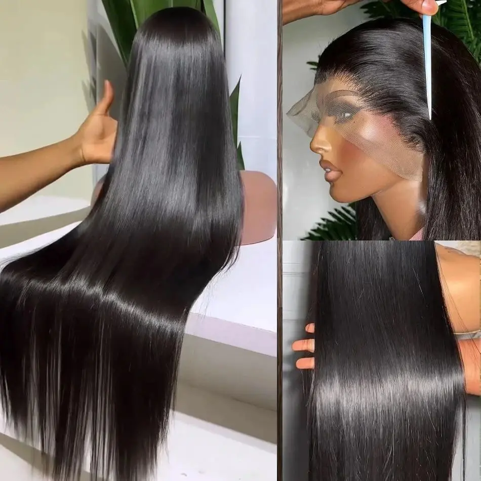 30 40 inch lace front bone straight Preplucked wigs on sale 100% Brazilian 13x6 hd lace frontal human hair wig for women choice
