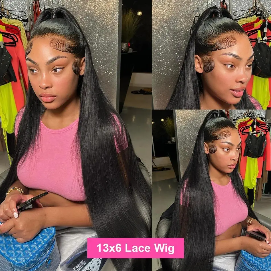 30 40 inch lace front bone straight Preplucked wigs on sale 100% Brazilian 13x6 hd lace frontal human hair wig for women choice