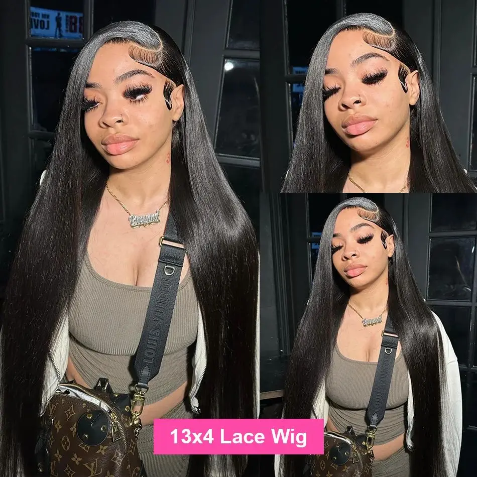 Preplucked 13x6 hd lace frontal human hair wig for women choice Bone straight 30 40 inch lace front 100% Brazilian wigs on sale