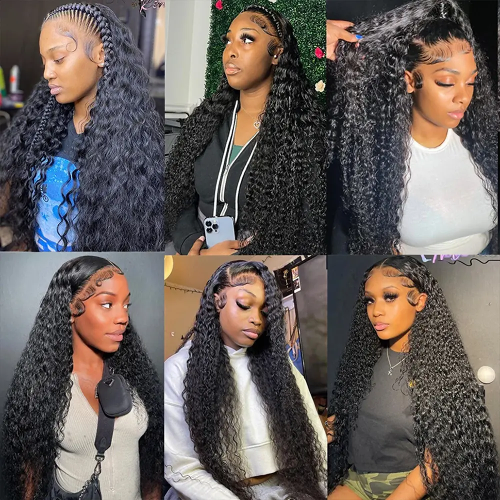 38 inch Lace Front Curly Wigs Deep Wave 13x4 hd Lace Frontal Wig Human Hair for Women Water Wave Brazilion hair Glueless Wigs
