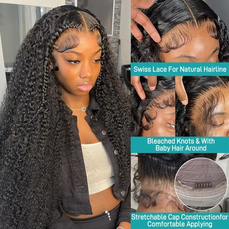 38 inch Lace Front Curly Wigs Deep Wave 13x4 hd Lace Frontal Wig Human Hair for Women Water Wave Brazilion hair Glueless Wigs