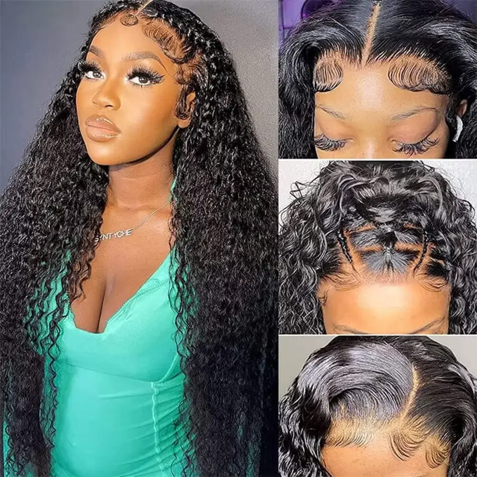 Pre Cut 4x4 Glueless Wig Human Hair Ready to Wear Pre plucked Curly Human Hair Wigs For Women Deep Wave 5x5 HD Lace Closure Wigs