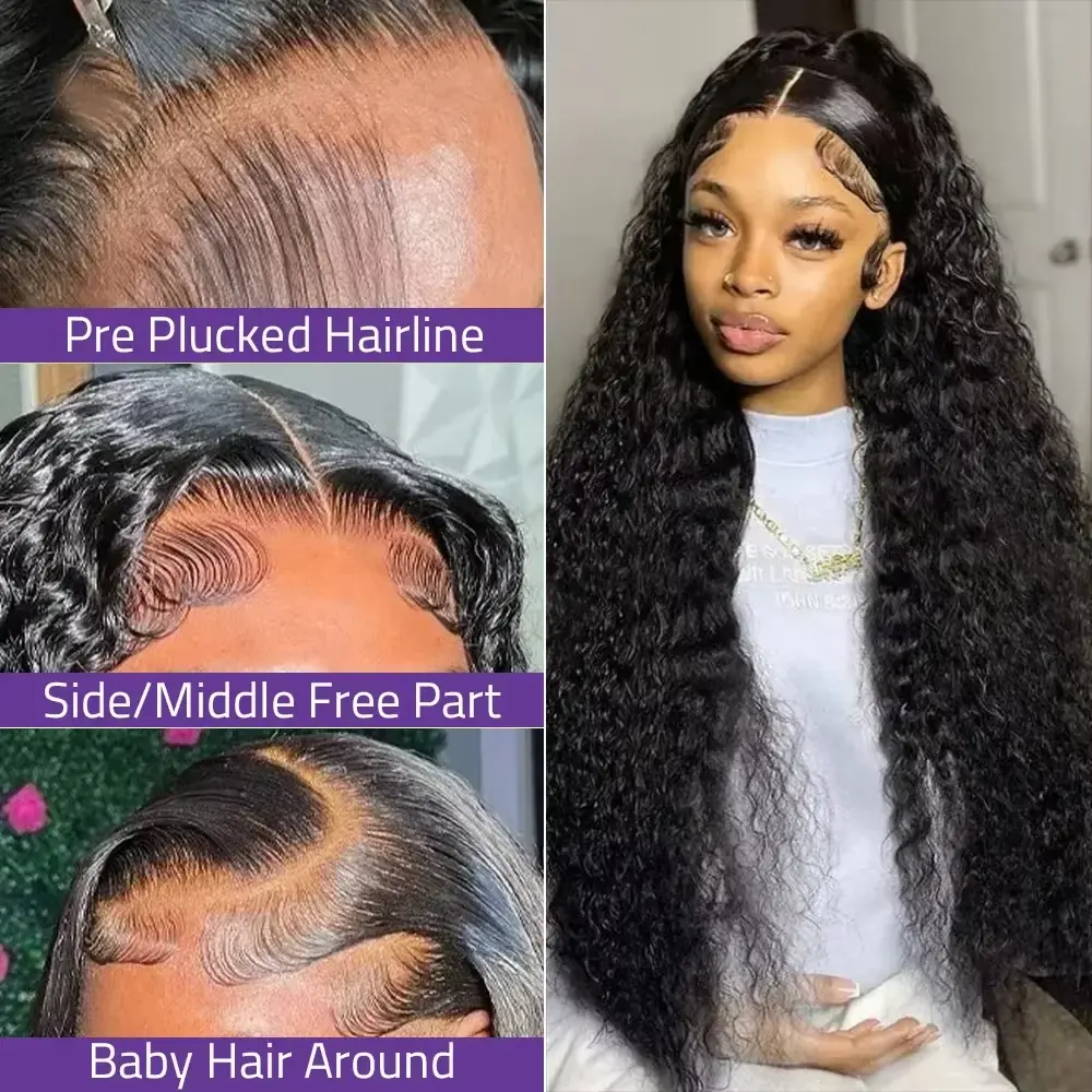 Pre Cut 4x4 Glueless Wig Human Hair Ready to Wear Pre plucked Curly Human Hair Wigs For Women Deep Wave 5x5 HD Lace Closure Wigs