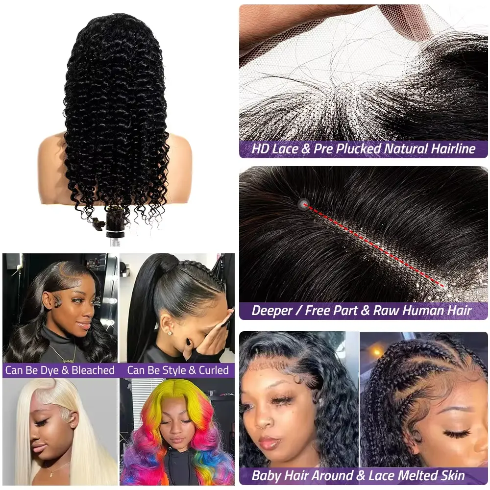 Pre Cut 4x4 Glueless Wig Human Hair Ready to Wear Pre plucked Curly Human Hair Wigs For Women Deep Wave 5x5 HD Lace Closure Wigs