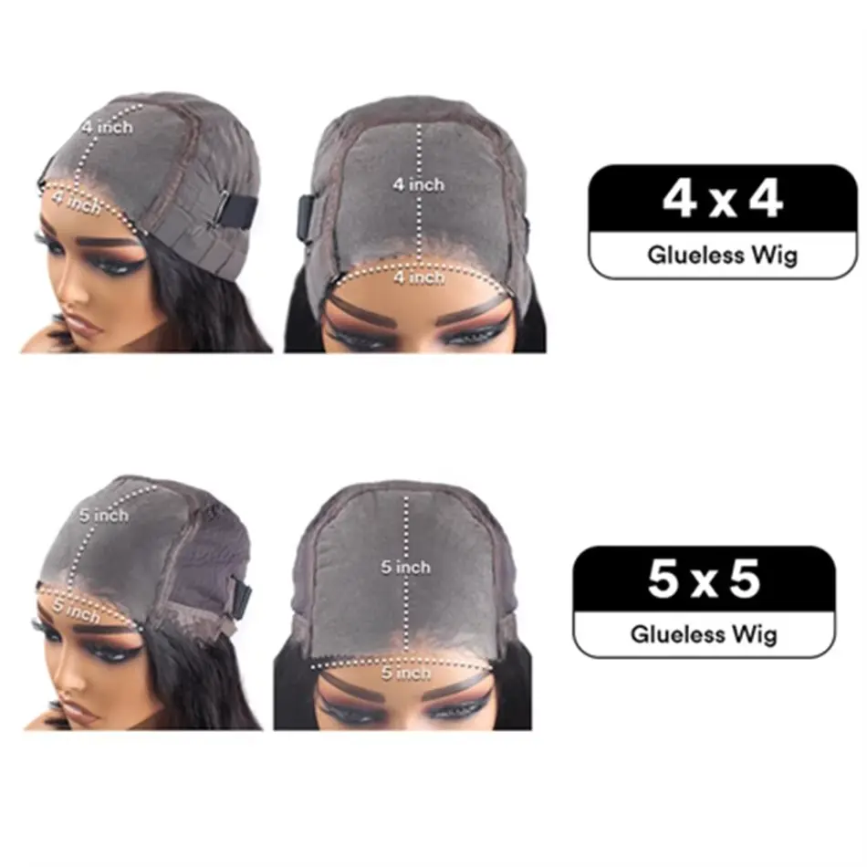 Pre Cut 4x4 Glueless Wig Human Hair Ready to Wear Pre plucked Curly Human Hair Wigs For Women Deep Wave 5x5 HD Lace Closure Wigs