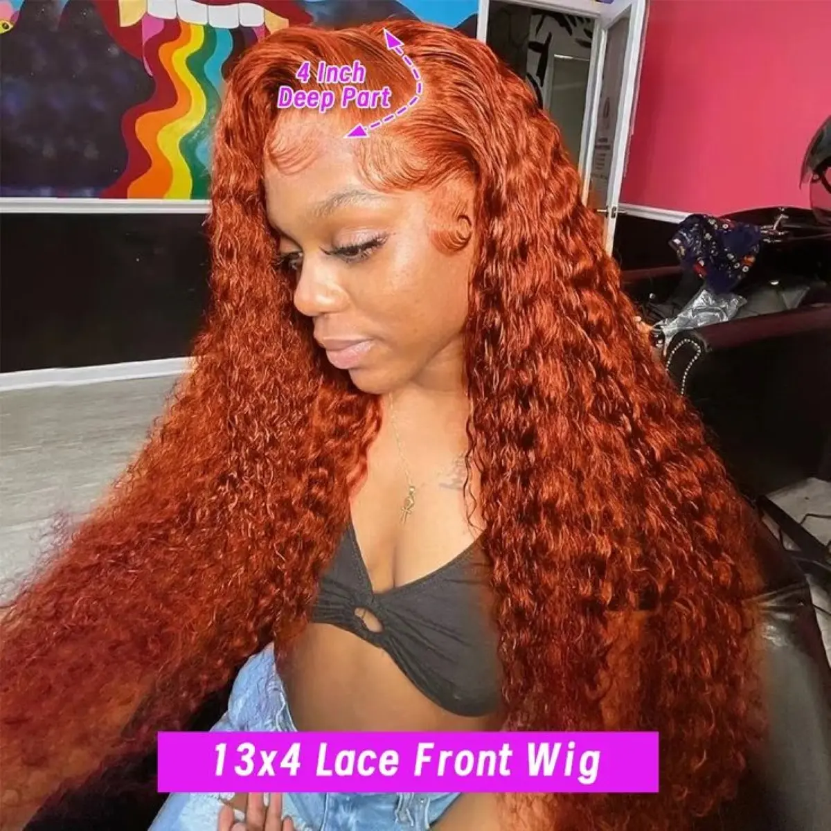13x6 HD Lace Frontal Wig Deep Wave Frontal Wigs Orange Ginger Human Hair Wigs Curly Wigs 100% Human Hair Brazilian Hair Wigs