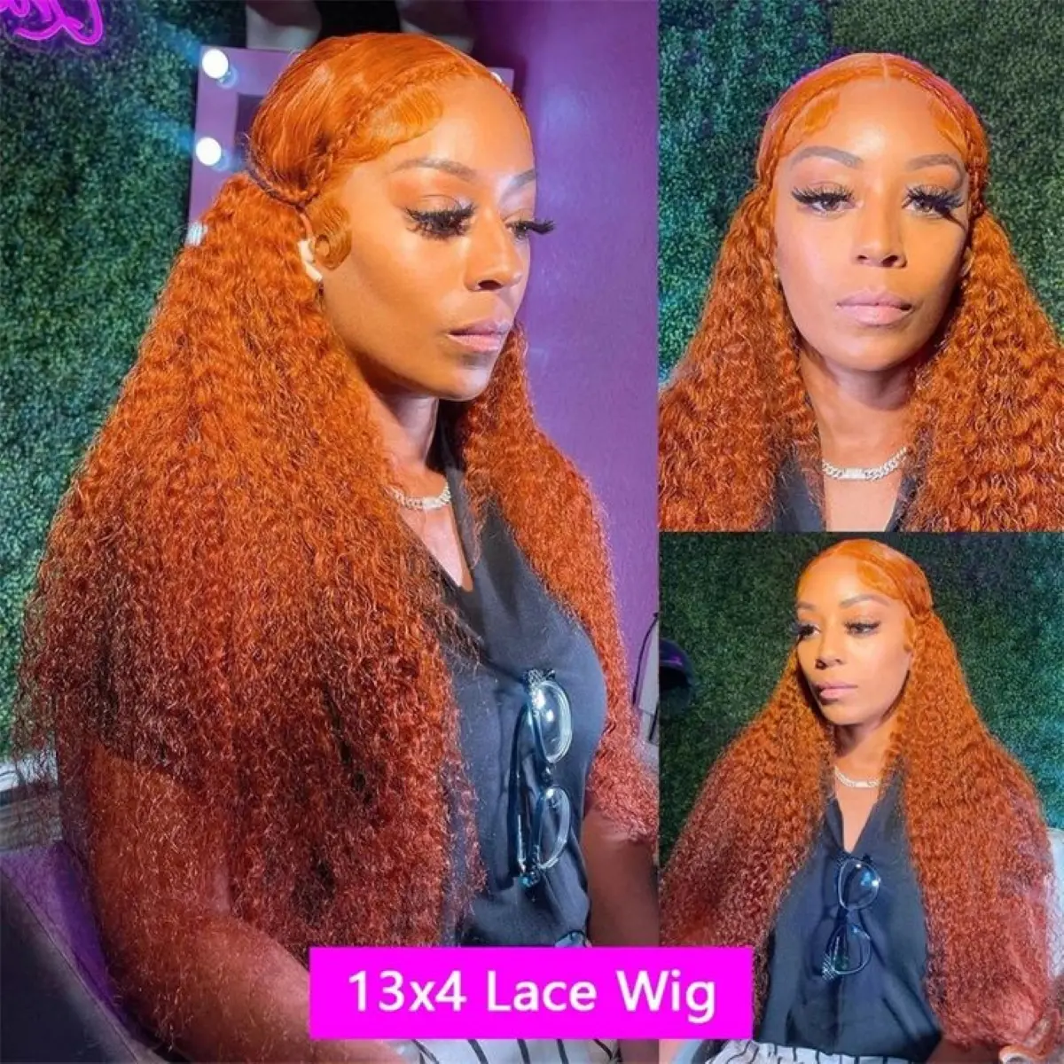 13x6 HD Lace Frontal Wig Deep Wave Frontal Wigs Orange Ginger Human Hair Wigs Curly Wigs 100% Human Hair Brazilian Hair Wigs