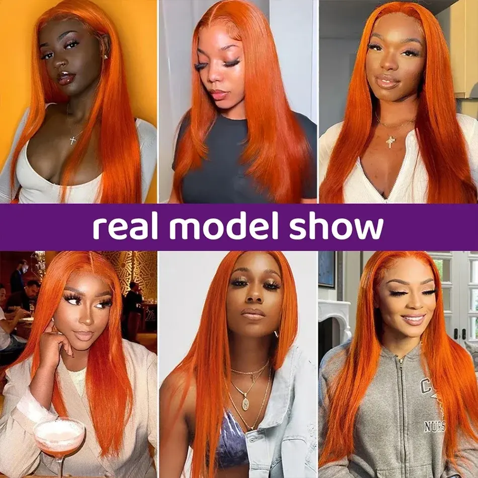 Ginger 13x6 hd lace frontal wigs for women Bone straight Brazilian 30 inch lace front colored wigs human hair ready to Wear