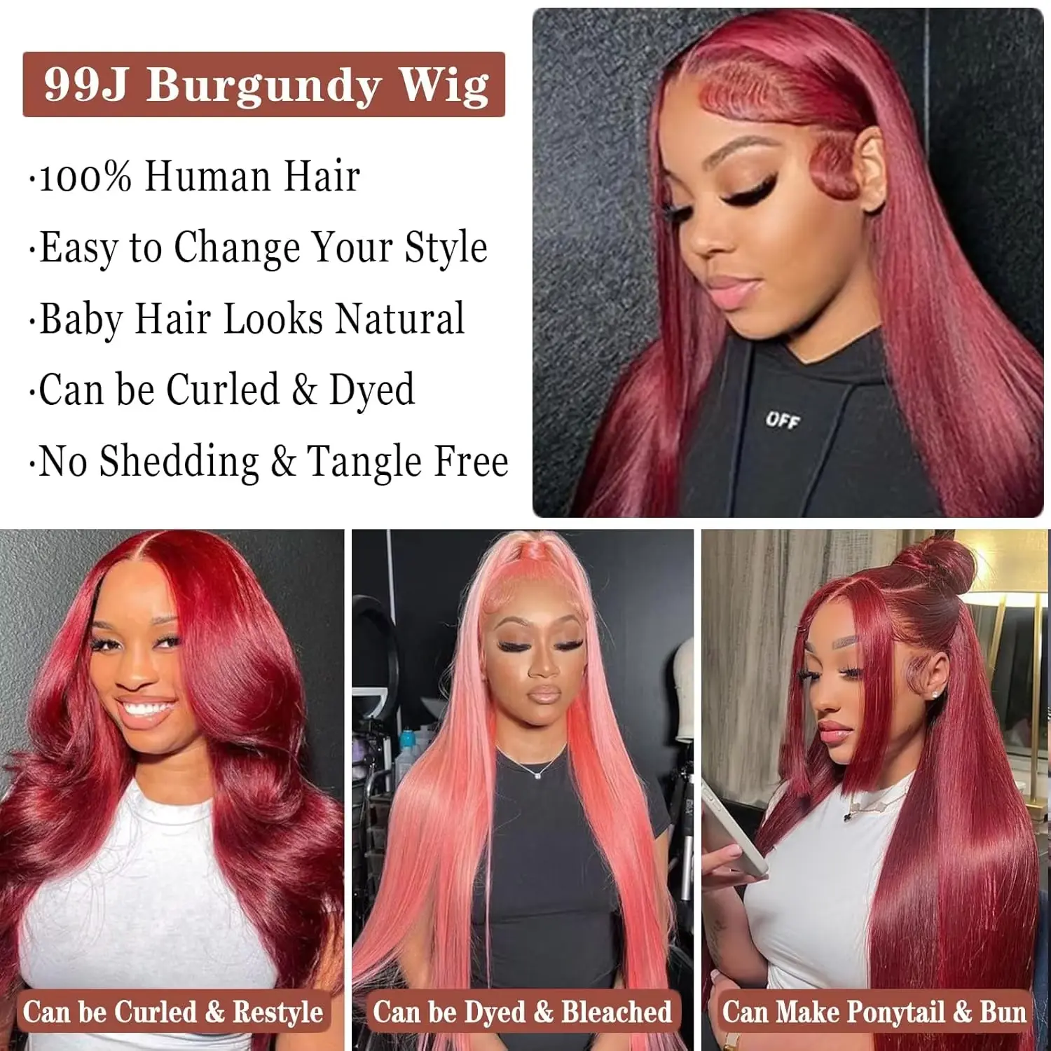 13x6 hd lace frontal wigs human hair Burgundy for women Straight Brazilian 30 inch lace front wigs human hair cheap on sale
