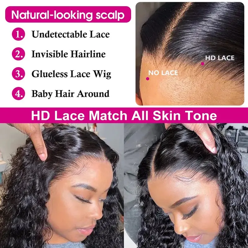 Deep Wave Wig Human Hair 30 40 Inch 5x5 Hd Closure Lace Frontal Curly Wig For Women 4x4 Lace Glueless Wig Human Hair Pre Plucked