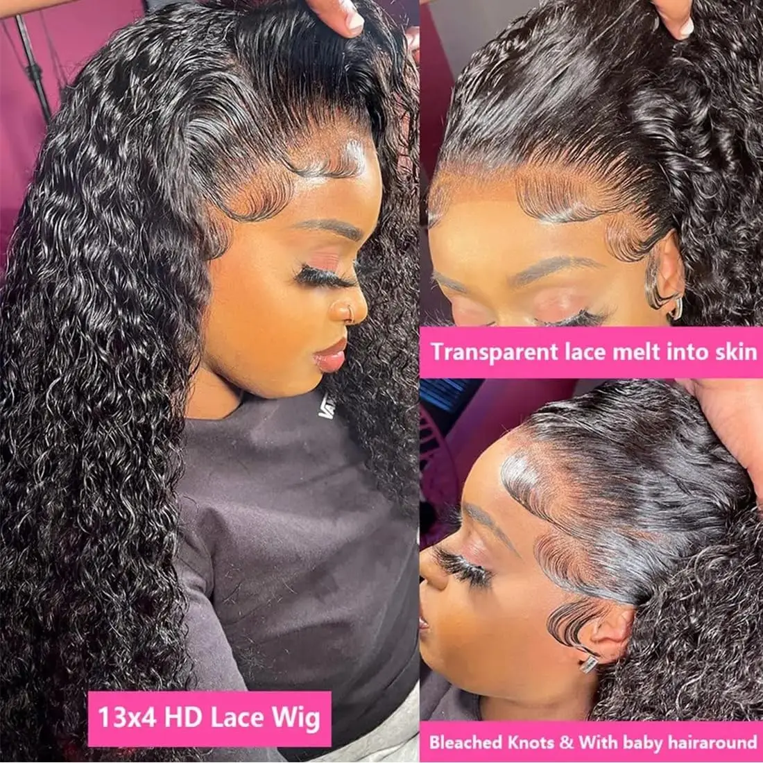 Water Wave 13x6 Frontal Wig HD Lace 200 Density Curly Wig Human Hair Transparent Lace Frontal Wig for Women Brazilian Hair Wig