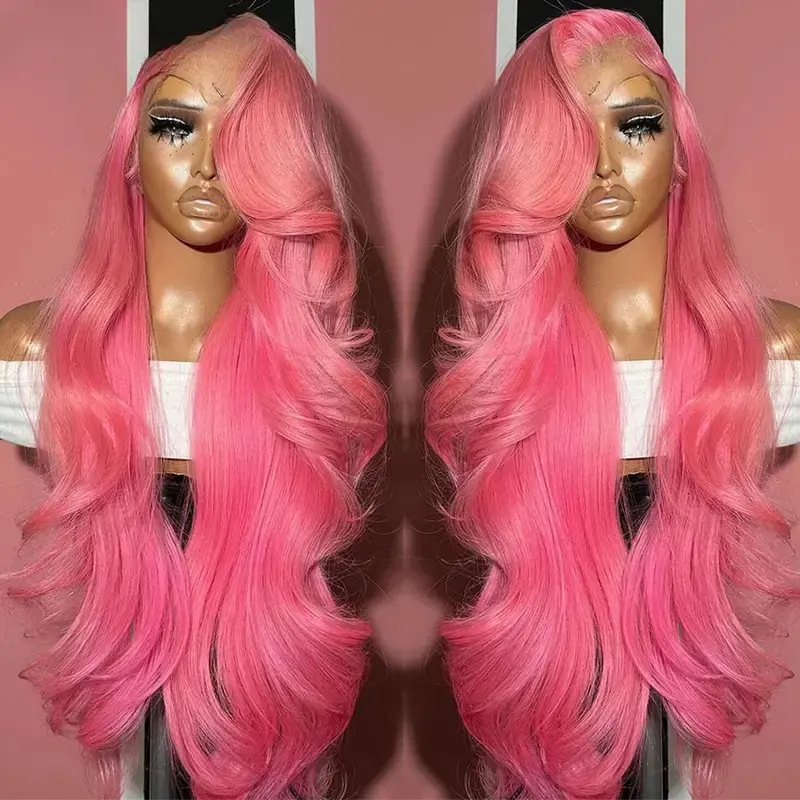 30 38 Inch Pink Lace Front Wig Human Hair 13x6 Wavy Hd Lace Frontal Wig For Women Body Wave Brazilian Light Pink Colored Wigs