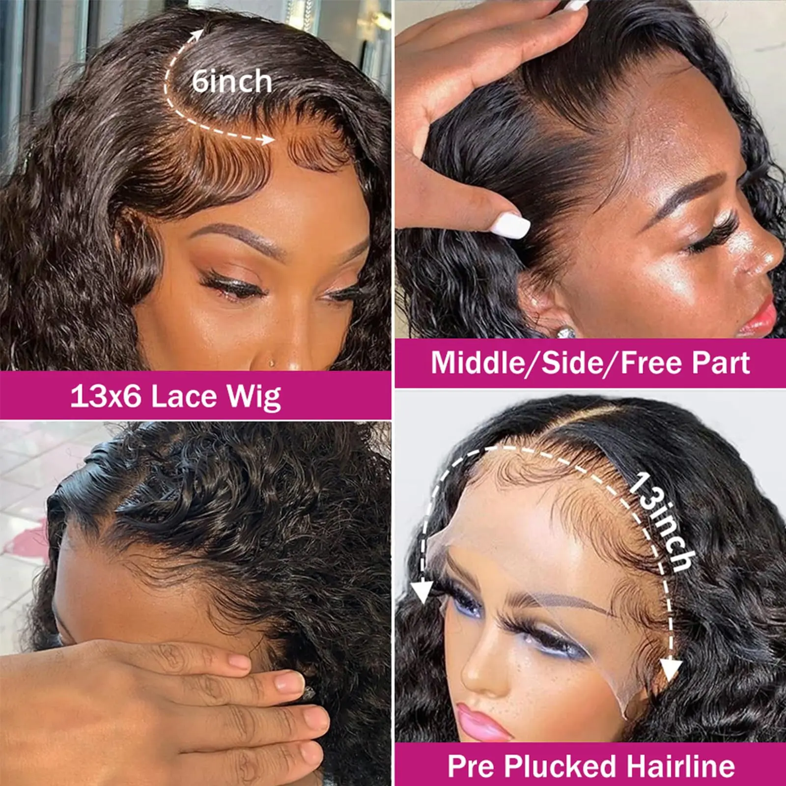 Water Wave Lace Front Wigs Curly Human Hair Wigs 200 Density Pre Plucked Transparent Lace Frontal Wigs Human Hair for Women sale