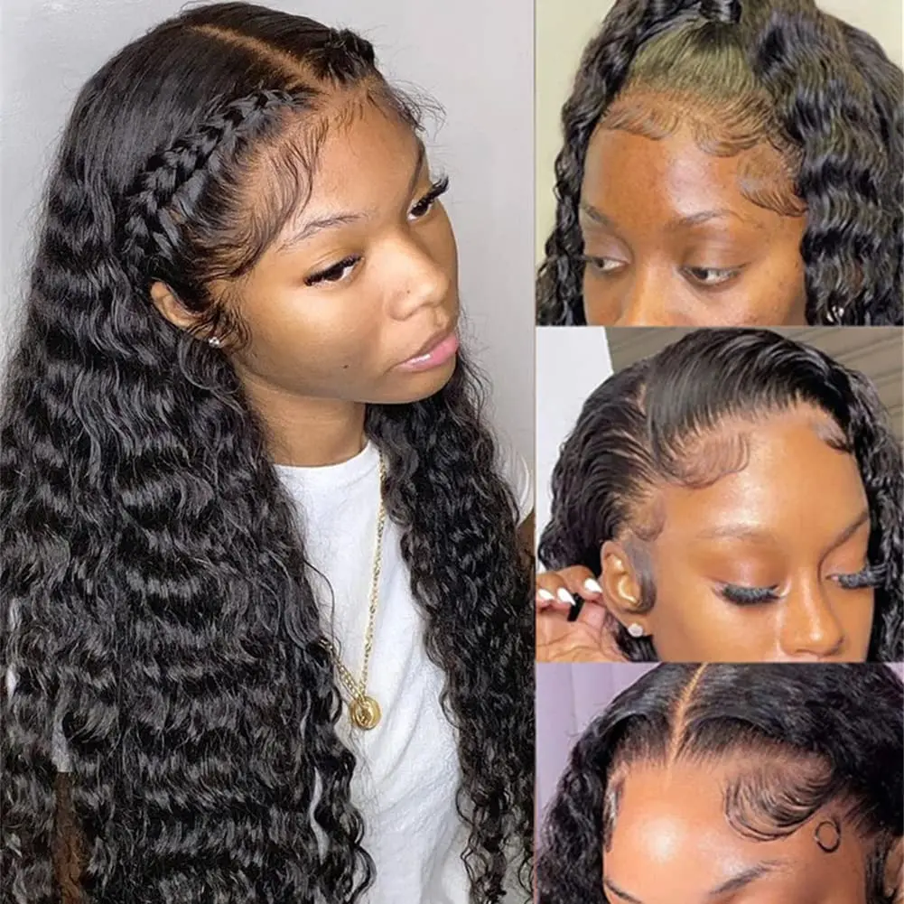 Curly 13x6 Hd Lace Frontal Wigs Human Hair 13x4 Lace Front Wig for Women Deep Wave 30 inch Wigs Human Hair Ready to Wear