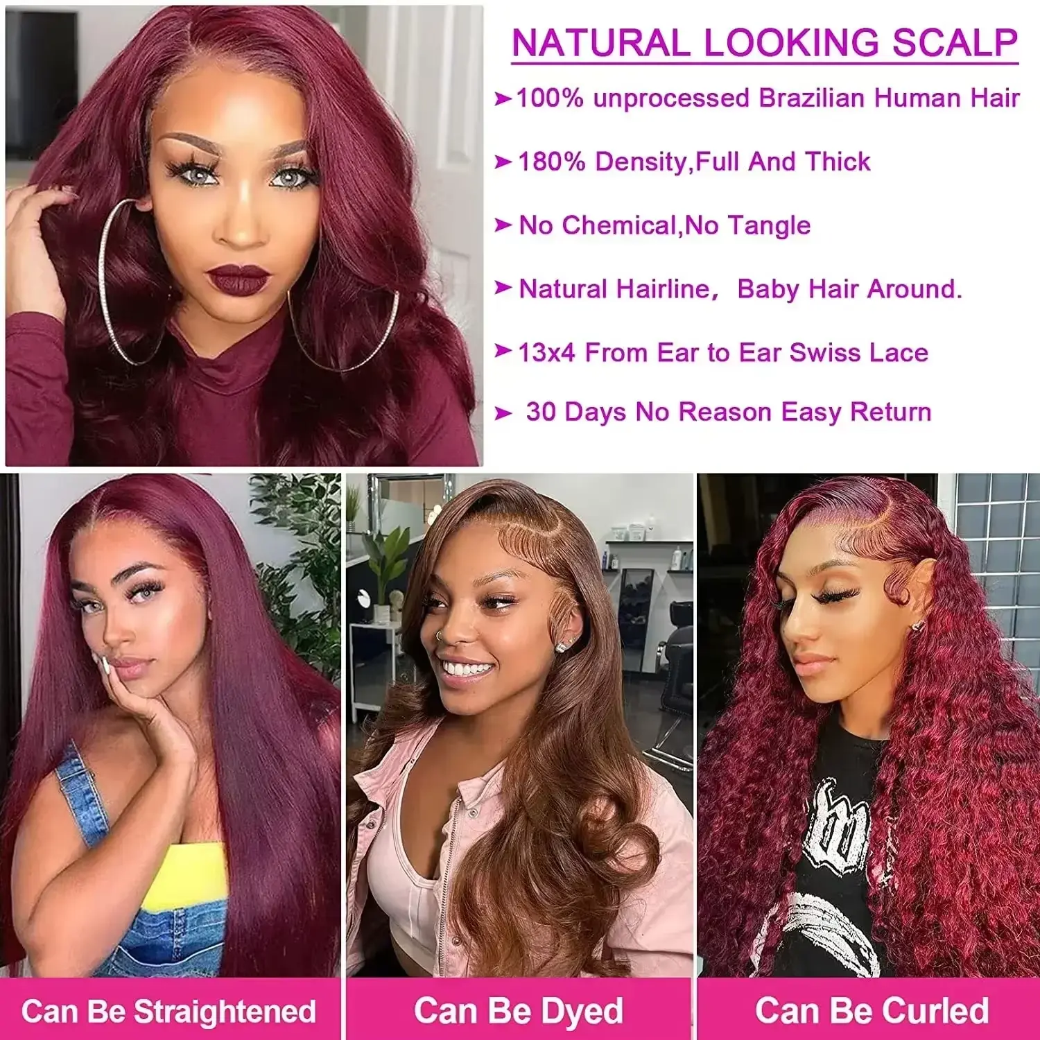 Wavy 30 inch Colored Wigs Burgundy 13x6 hd lace frontal human hair wig for women Choice Body wave Brazilian 13x4 lace front wigs