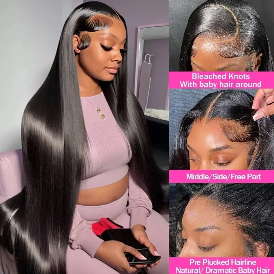 40 Inch Straight 13x6 Hd Lace Frontal Wigs 13x4 Brazilian Remy Hair Wigs Human Hair Wigs For Women 200 Density Lace Front Wigs