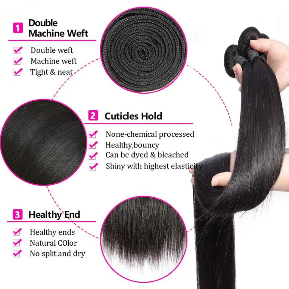 Brazilian Straight Human Hair 4 Bundles 20 20 20 20 inch Virgin Straight Human Hair Bundles Natural Black Color 100% Human Hair