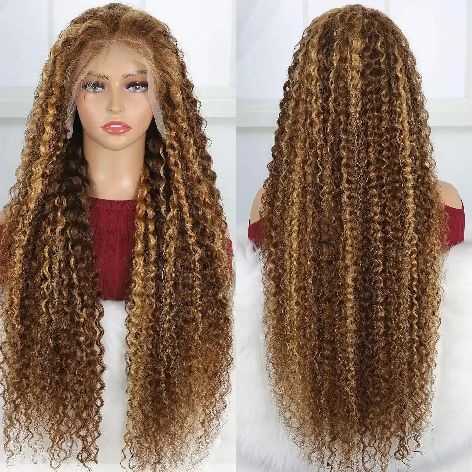Highlight 30 inch lace front wig Colored curly wigs Cheap on sale Deep wave 13x6 hd lace frontal wig human hair for women