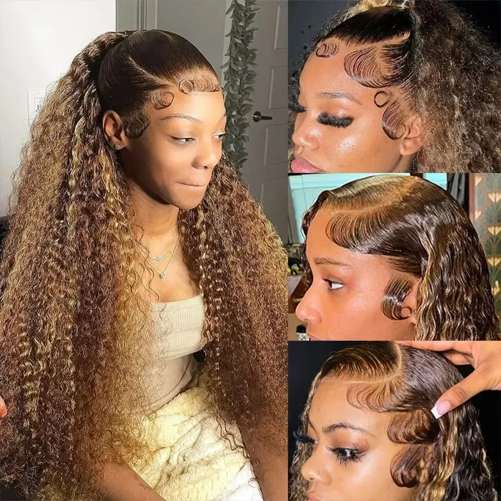 Highlight 30 inch lace front wig Colored curly wigs Cheap on sale Deep wave 13x6 hd lace frontal wig human hair for women