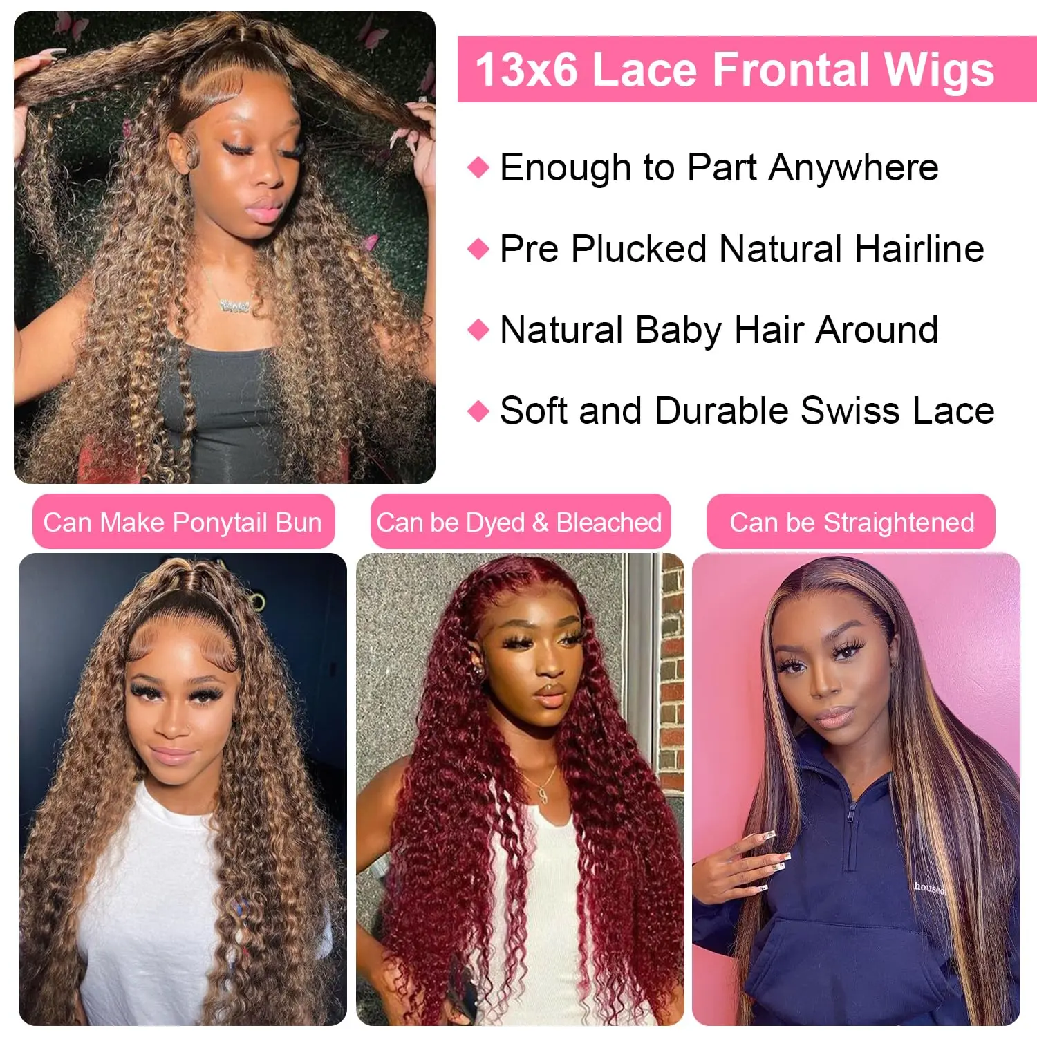 Highlight 30 inch lace front wig Colored curly wigs Cheap on sale Deep wave 13x6 hd lace frontal wig human hair for women