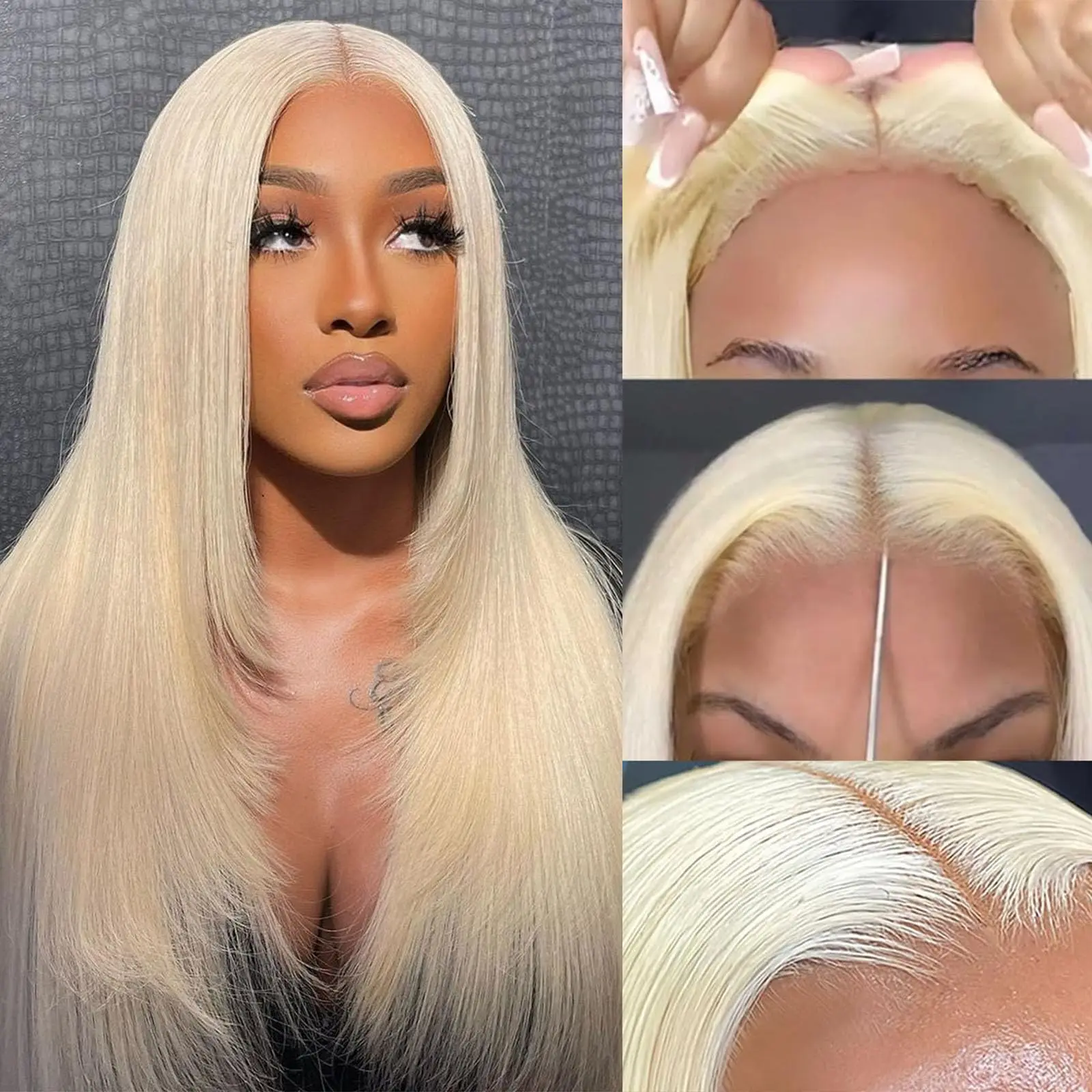 Colored 13x6 hd lace frontal human hair wigs 613 Blonde 30 inch lace front Wigs Bone Straight wig human hair on sale