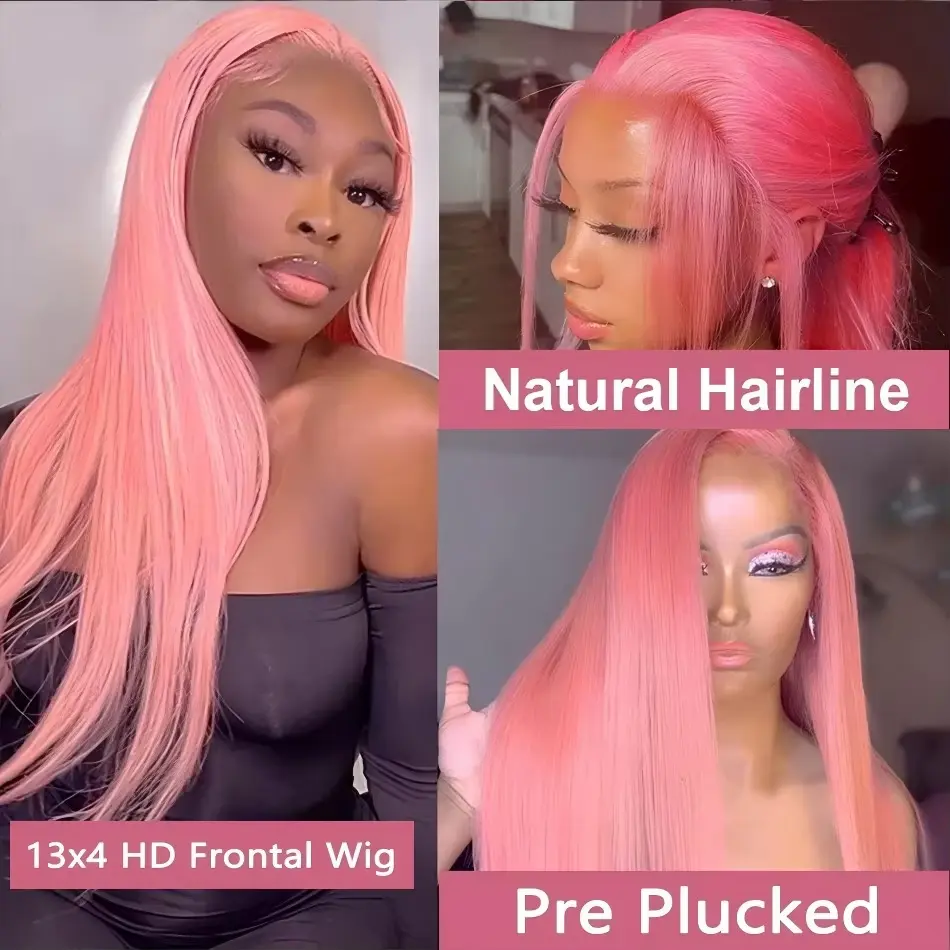 Pink 13x4 Lace Front Wig Straight 13x6 Hd Lace Frontal Wig Human Hair For Women Brazilian 30 Inch 613 Light Pink Colored Wigs