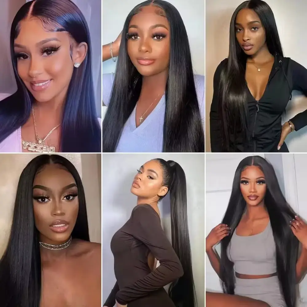 Straight pre plucked 4x4 hd lace frontal wig for women Brazilian 40 inch lace front wig human hair wig cheap on sale