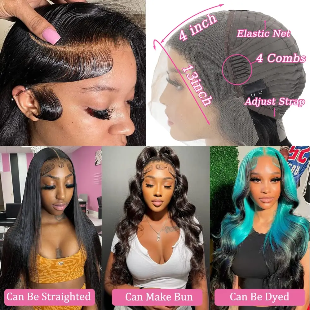 Boby Wave 13x6 hd lace frontal wigs for women 30 38 inch lace wig cheap on sale Water Wave Lace Front Wig human hair