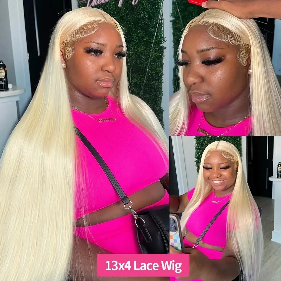 100% Brazilian 13x6 hd lace frontal human hair wig 613 colored 30 inch lace front honey blonde bone straight cheap wigs on sale