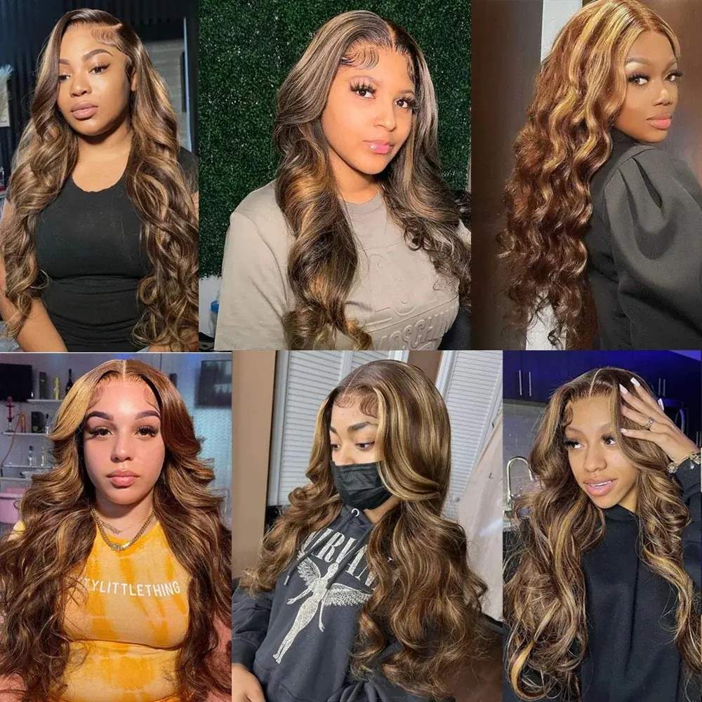 Highlight 13x6 hd lace frontal human hair wig on Sale Brazilian 13x4 lace front wig body wave 30 inch colored wigs for women