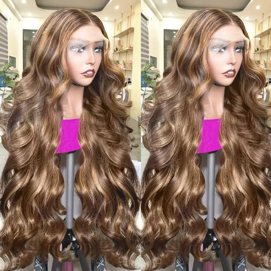 Highlight Blonde 13x4 lace front wig Body wave 30 inch colored wigs Brazilian 13x6 hd lace frontal human hair wig for women