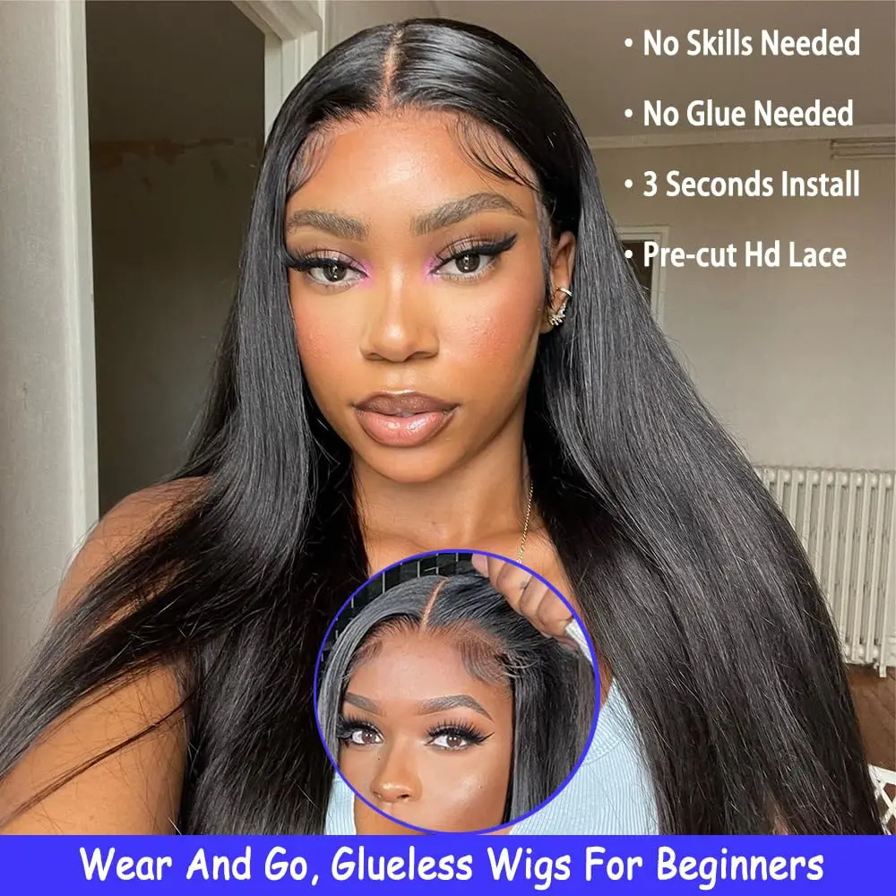 Wear And Go Glueless Wig Body Wave Human Hair Wig 40 Inch 4x4 5x5 HD Glueless Wig Pre Plucked Pre Cut Human Hair Wigs for Women