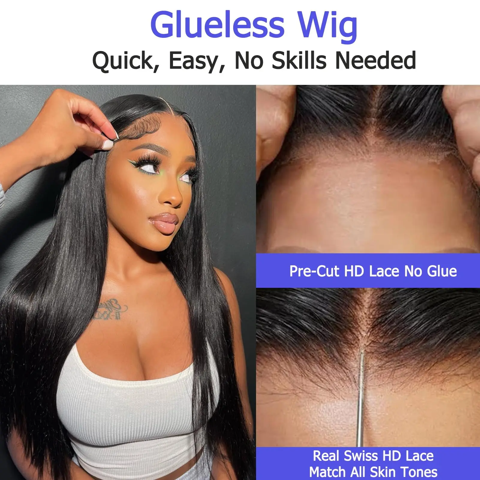Wear And Go Glueless Wig Body Wave Human Hair Wig 40 Inch 4x4 5x5 HD Glueless Wig Pre Plucked Pre Cut Human Hair Wigs for Women