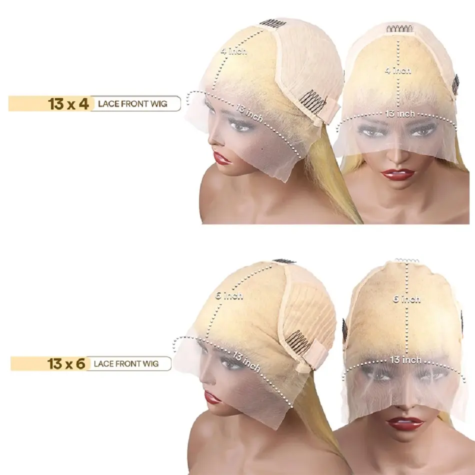 613 colored 13x6 hd lace frontal human hair wig 30 inch lace front honey blonde bone straight 100% Brazilian cheap wigs on sale