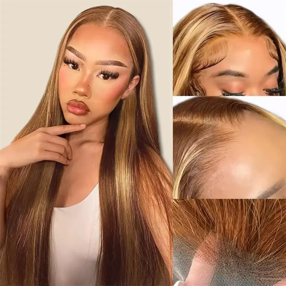Highlight 30 hd inch lace front colored wigs human hair on sale 13x6 Straight 200 density lace frontal wig human hair for women