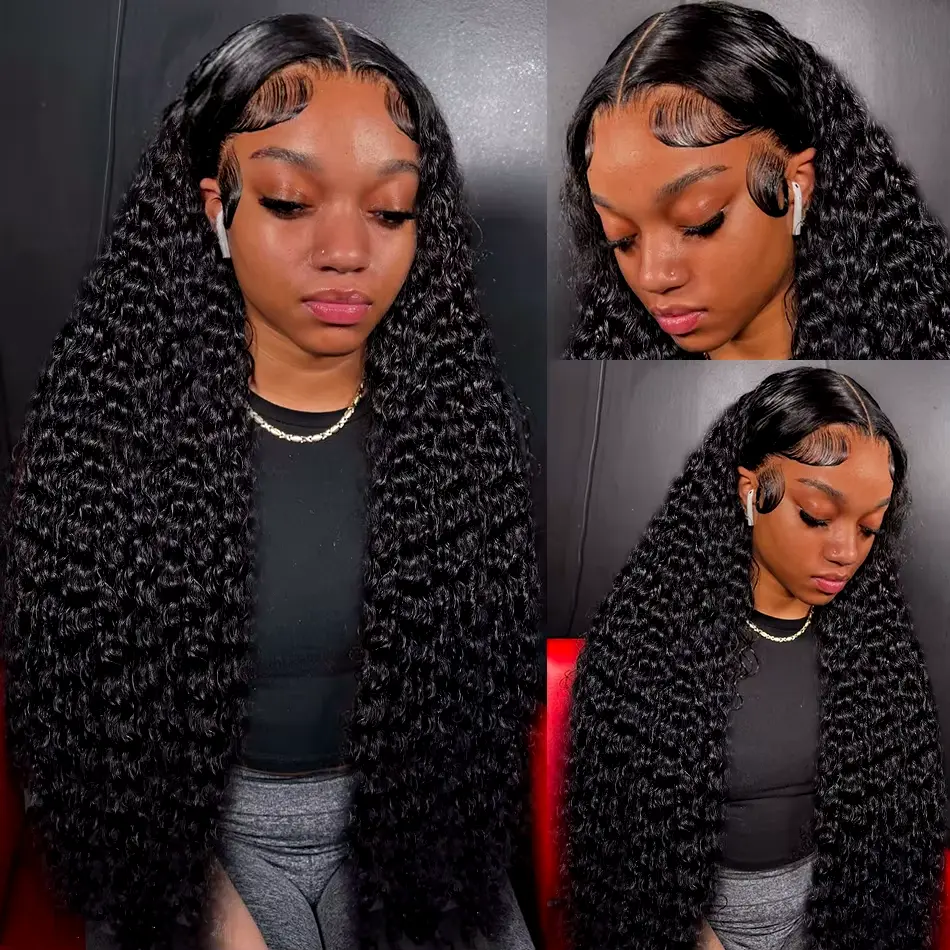 Deep Wave 30 40 inch Lace Front Wigs Human Hair 13x4 HD Lace Frontal Wigs For Women Pre Plucked Wavy Lace Front Curly Wigs