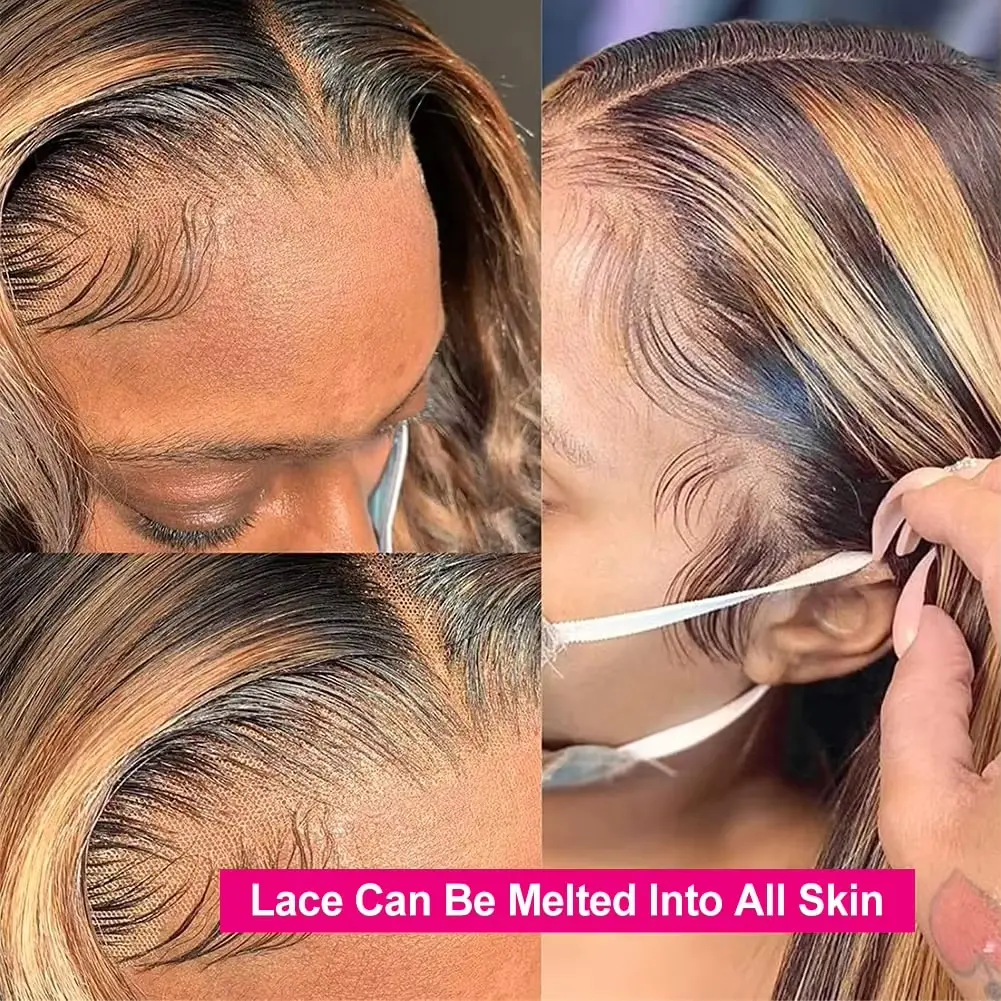 Highlight 30 hd inch lace front colored wigs human hair on sale 13x6 Straight 200 density lace frontal wig human hair for women