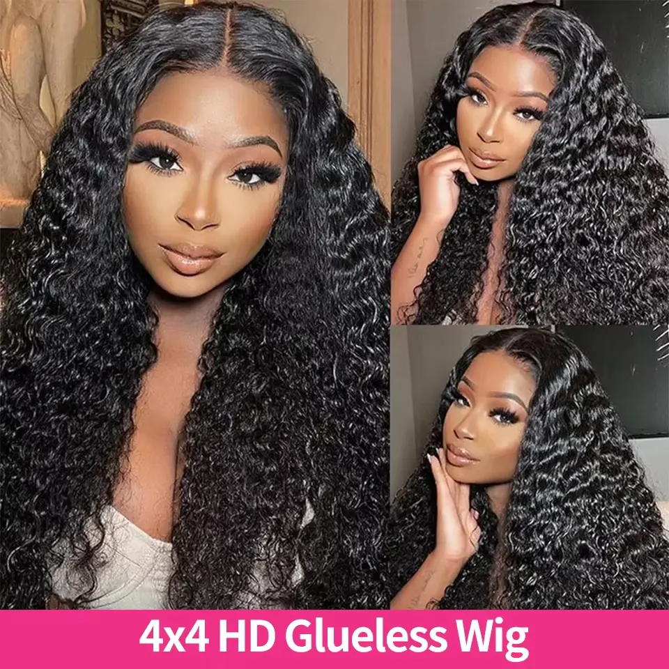 SoGreat Glueless Wigs Deep Curly 4x4 Hd Lace Frontal Wig Water Wave Human Hair 5x5 Hd Lace Closure Wig Ready To Wear Brazilian